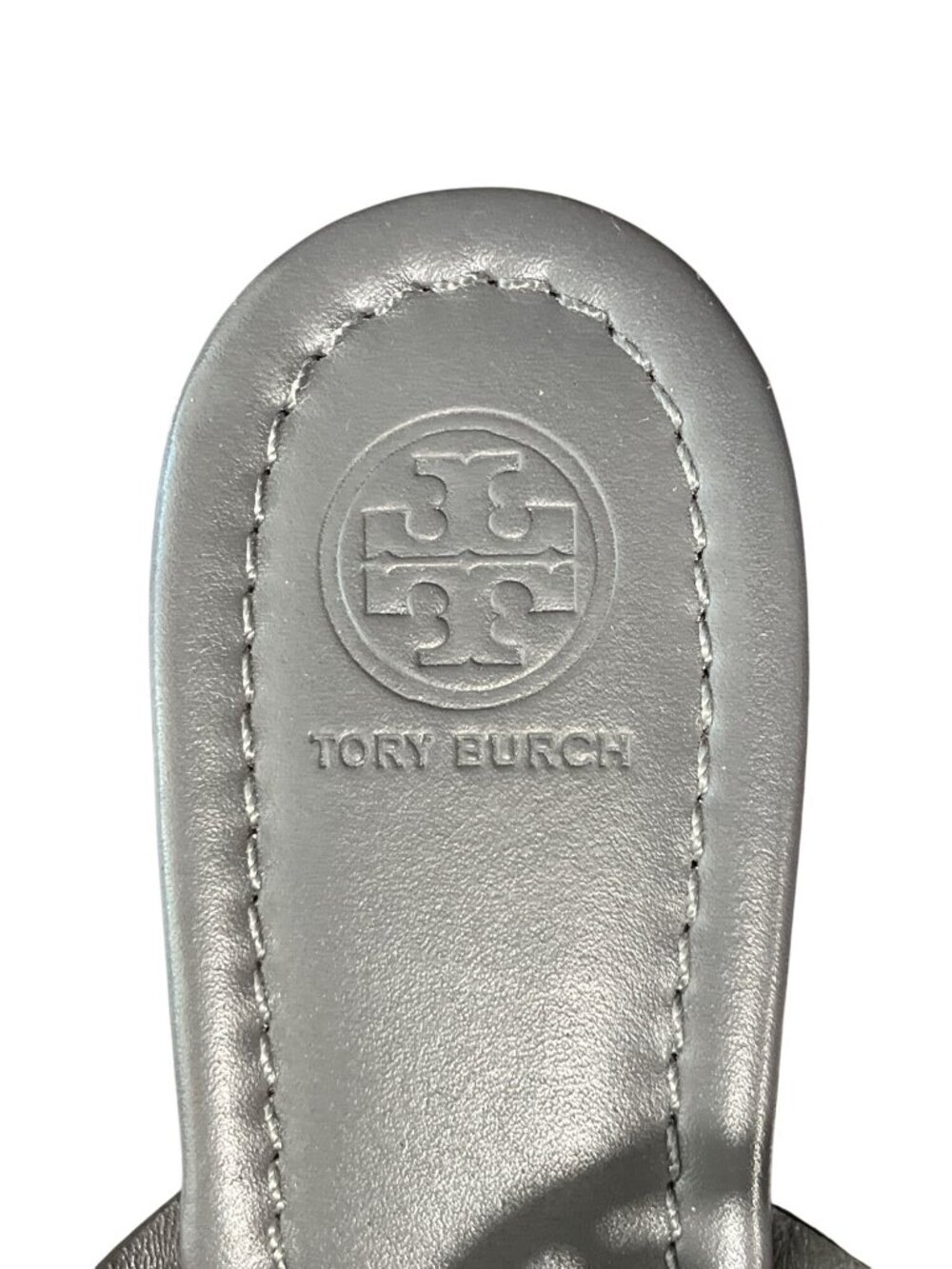 Tory Burch Womens Size 8 Miller Leather Thong Sandals Malta Grey Slip-On EUC - Picture 2 of 10